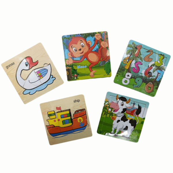 Set de Rompecabezas Didácticos de Madera – Animales, Números y Más