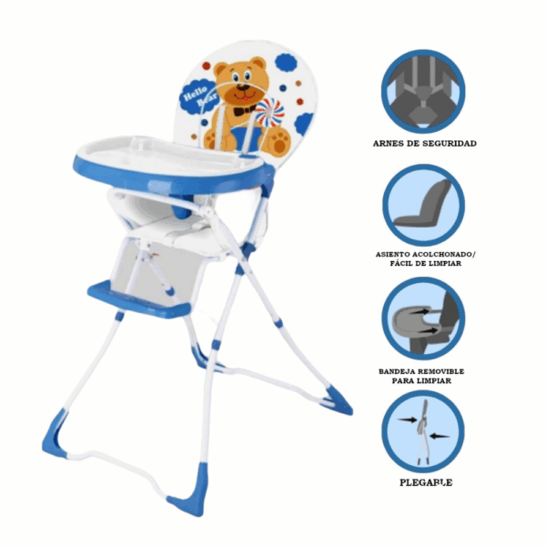 Silla Alta Plegable para Comer con Diseño de Osito