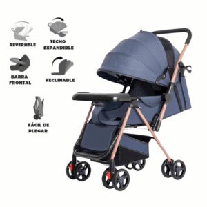 Cochecito de Bebé Reversible y Reclinable con Techo Expandible – Plegado Fácil y Ultra Cómodo