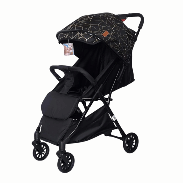 Cochecito Ultraliviano Plegable con Capota Estilo Geométrico – Negro Elegante