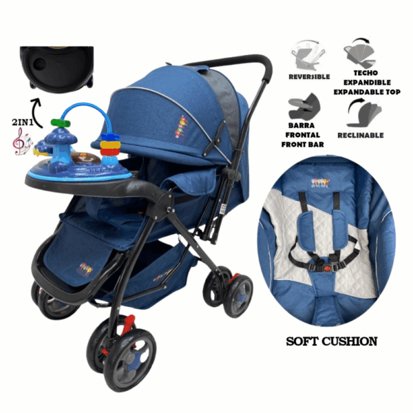 Coche 2 en 1 con Bandeja Musical y Asiento Reversible – Súper Cómodo y Versátil - Imagen 2