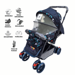 Coche para Bebé Wonder Baby con Mosquitero y Pañalera – Seguridad y Comodidad en Cada Paseo