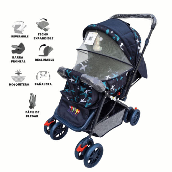 Coche para Bebé Wonder Baby con Mosquitero y Pañalera – Seguridad y Comodidad en Cada Paseo