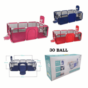 Mega Corral Rectangular para Bebé con Aros y 30 Pelotas – Espacio XXL de Juego