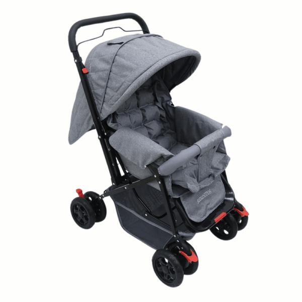 Cochecito Bebesitos Premium Reversible con Capota XL – Colores Rosado Palo y Gris Oxford - Imagen 2