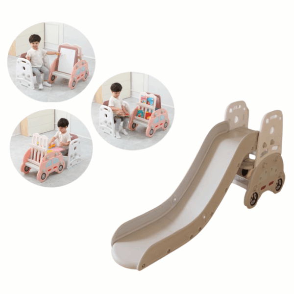 Deslizadero Multifuncional Infantil 4 en 1 – Con Biblioteca, Caballete y Mesa de Juegos