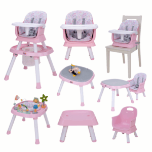 Silla Multifuncional 8 en 1 para Comer, Jugar y Aprender – Modelo Gris o Rosado