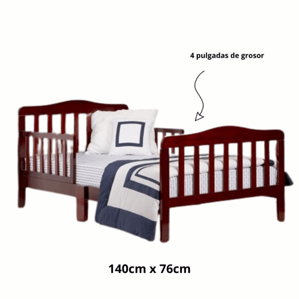 Cama Infantil de Transición con Barandas Laterales – Color Rosado (140 x 76 cm) - Imagen 2