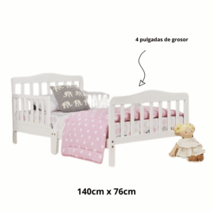 Cama Infantil de Transición con Barandas Laterales – Color Rosado (140 x 76 cm)