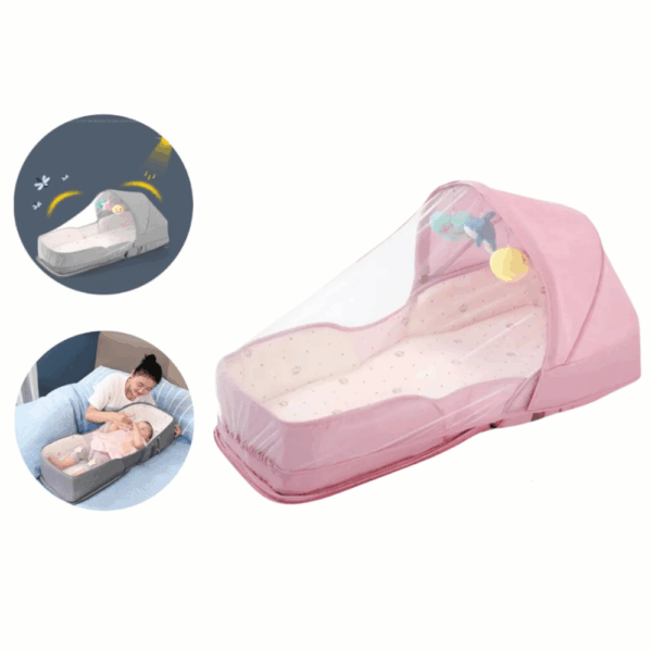 Cuna Nido Portátil para Bebé con Mosquitero y Juguetes Colgantes - Imagen 2