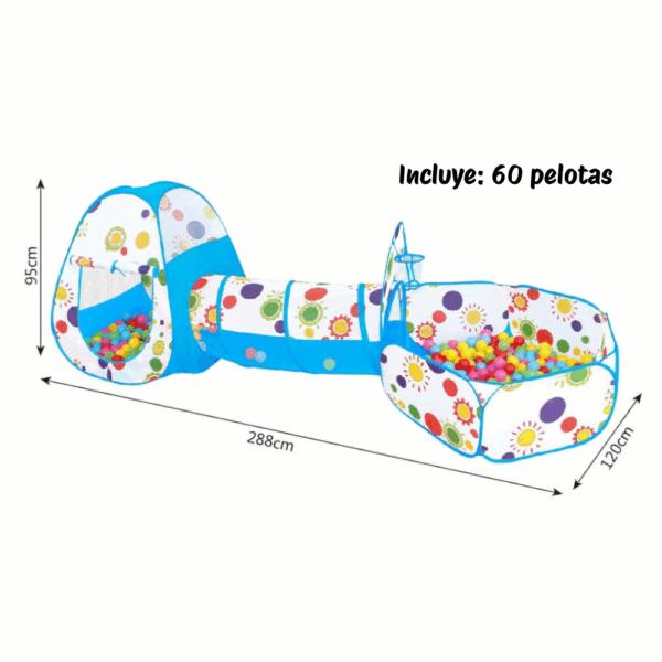 Túnel de Juegos con Casa y Piscina de Pelotas – 3 en 1 - Imagen 2