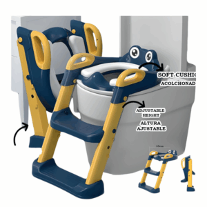 Escalera Entrenadora Infantil para Baño con Asiento Acolchonado y Altura Ajustable