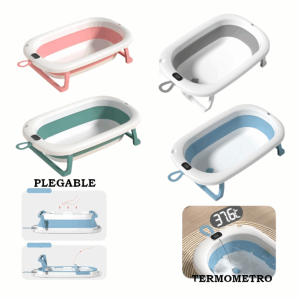 Bañera Plegable para Bebé con Termómetro Digital Integrado