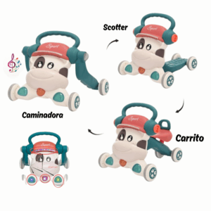 Caminadora 3 en 1 Musical para Bebé – Caminadora, Carrito y Scooter